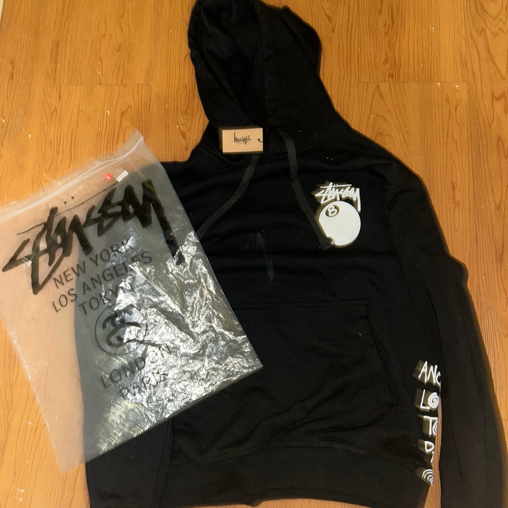 Stussy Black Hoodie with Graphic Accents